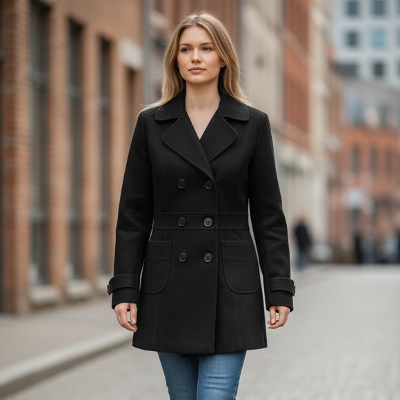 Forever 21 black Double-Breasted Peacoat size m - Picture 12 of 12